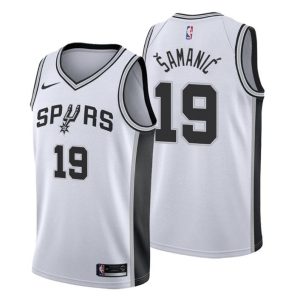 Herren 2019-20 San Antonio Spurs Trikot #19 Luka Samanic Association Weiß Swingman