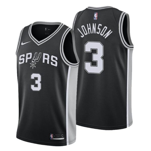 Herren 2019-20 San Antonio Spurs Trikot #3 Keldon Johnson Icon Schwarz Swingman