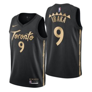 Herren 2019-20 Toronto Raptors Trikot #9 Serge Ibaka City Schwarz Swingman