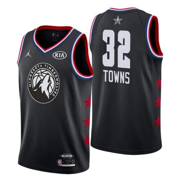 Herren 2019 NBA All-Star Trikot Game Minnesota Timberwolves Trikot #32 Karl-Anthony Towns Schwarz Swingman