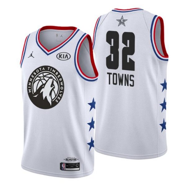 Herren 2019 NBA All-Star Trikot Game Minnesota Timberwolves Trikot #32 Karl-Anthony Towns Weiß Swingman