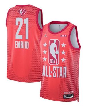 Herren 2022 All-Star Trikot #21 Joel Embiid Maroon Stitched Basketball