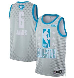 Herren 2022 All-Star Trikot #6 LeBron James Grau Stitched Basketball
