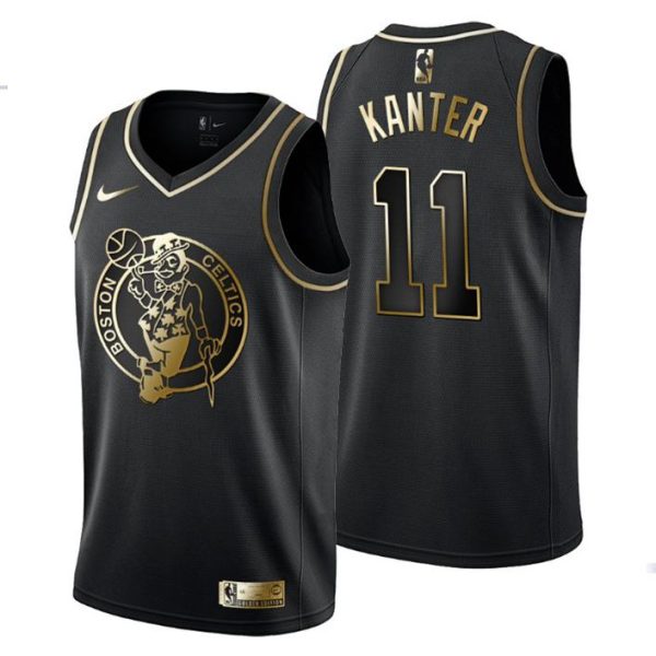 Herren Boston Celtics Trikot #11 Enes Kanter Golden Edition Schwarz Fashion – Herren