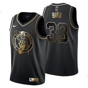 Herren Boston Celtics Trikot #33 Larry Bird Golden Edition Schwarz Fashion – Herren