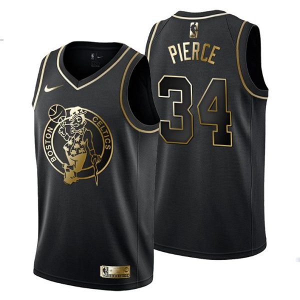 Herren Boston Celtics Trikot #34 Paul Pierce Golden Edition Schwarz Fashion – Herren