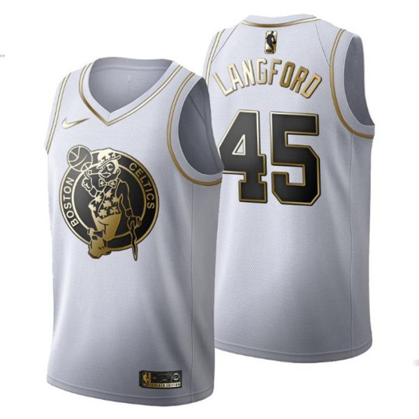 Herren Boston Celtics Trikot #45 Romeo Langford Golden Edition Weiß Fashion – Herren