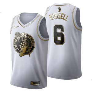 Herren Boston Celtics Trikot #6 Bill Russell Golden Edition Weiß Fashion – Herren