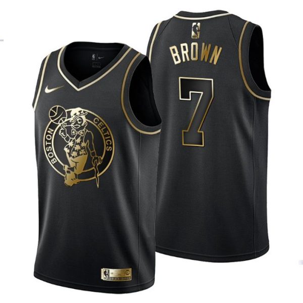 Herren Boston Celtics Trikot #7 Jaylen Braun Golden Edition Schwarz Fashion – Herren