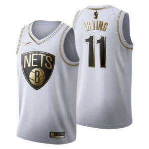 Herren Brooklyn Nets Trikot #11 Kyrie Irving Golden Edition Weiß Fashion