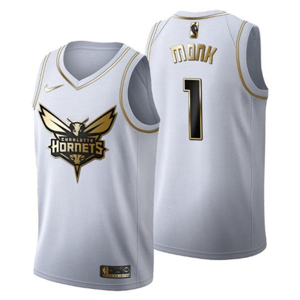 Herren Charlotte Hornets Trikot #1 Malik Monk Golden Edition Weiß Fashion