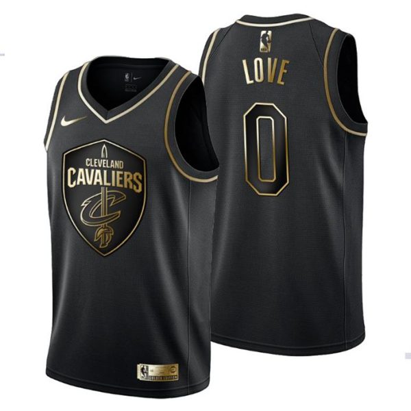 Herren Cleveland Cavaliers Trikot #0 Kevin Love Golden Edition Schwarz Fashion