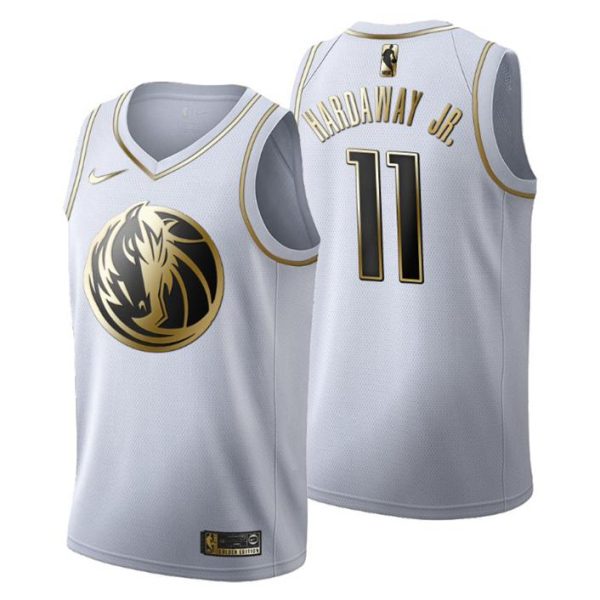 Herren Dallas Mavericks Trikot #11 Tim Hardaway Jr. Golden Edition Weiß Fashion