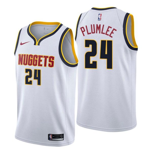 Herren Denver Nuggets Trikot #24 Mason Plumlee Association Weiß Swingman