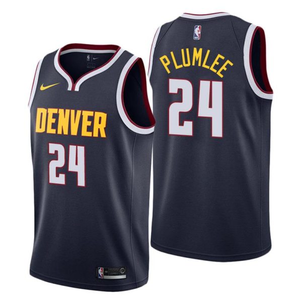 Herren Denver Nuggets Trikot #24 Mason Plumlee Icon Edition Navy Swingman