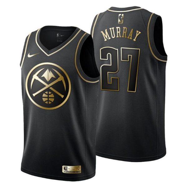 Herren Denver Nuggets Trikot #27 Jamal Murray Golden Edition Schwarz Fashion