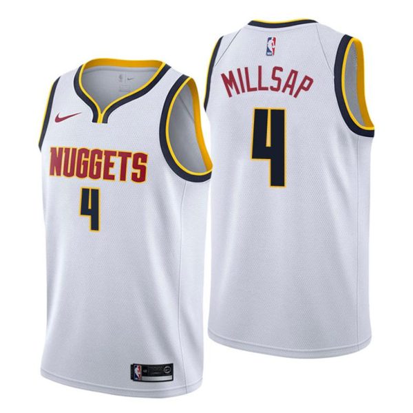 Herren Denver Nuggets Trikot #4 Paul Millsap Association Weiß Swingman