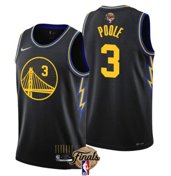 Herren Golden State Warriors Trikot #3 Jordan Poole 2022 Schwarz NBA Finals Stitched