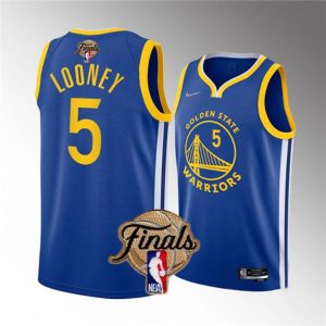 Herren Golden State Warriors Trikot #5 Kevon Looney 2022 Blau NBA Finals Stitched