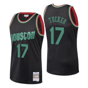 Herren Houston Rockets Trikot #17 P.J. Tucker Schwarz Hardwood Classics Christmas