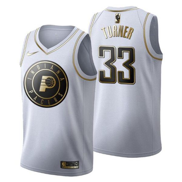 Herren Indiana Pacers Trikot #33 Myles Turner Golden Edition Weiß Fashion