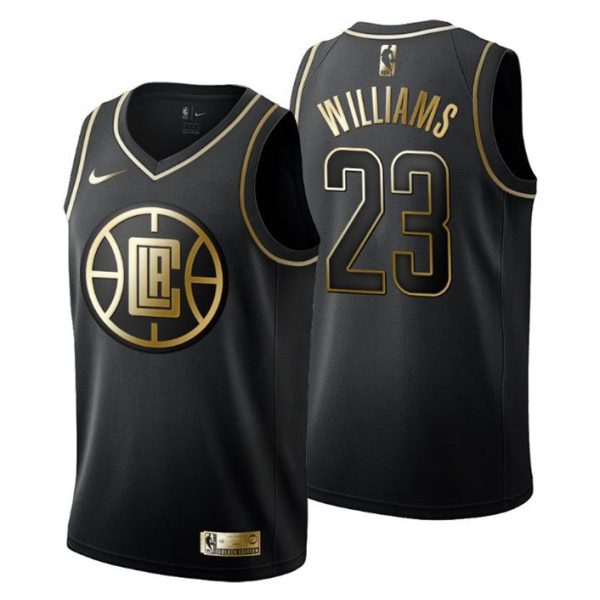 Herren Los Angeles Clippers Trikot #23 Lou Williams Golden Edition Schwarz Fashion