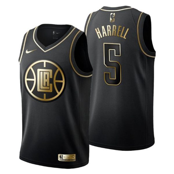 Herren Los Angeles Clippers Trikot #5 Montrezl Harrell Golden Edition Schwarz Fashion