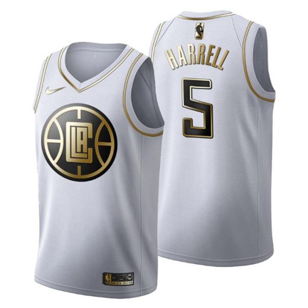 Herren Los Angeles Clippers Trikot #5 Montrezl Harrell Golden Edition Weiß Fashion