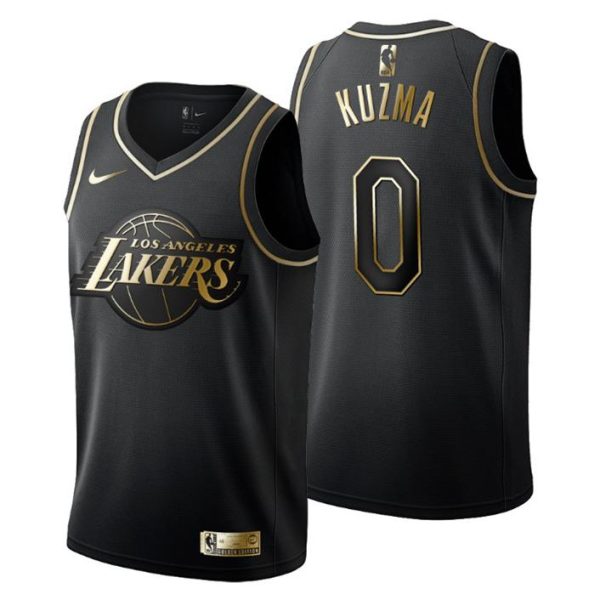 Herren Los Angeles Lakers Trikot #0 Kyle Kuzma Golden Edition Schwarz Fashion