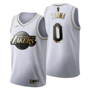 Herren Los Angeles Lakers Trikot #0 Kyle Kuzma Golden Edition Weiß Fashion