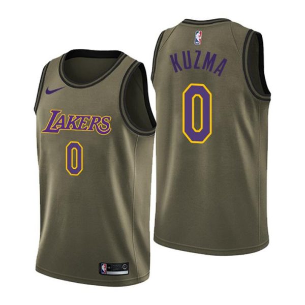 Herren Los Angeles Lakers Trikot #0 Kyle Kuzma Schwarz Camo Military Swingman