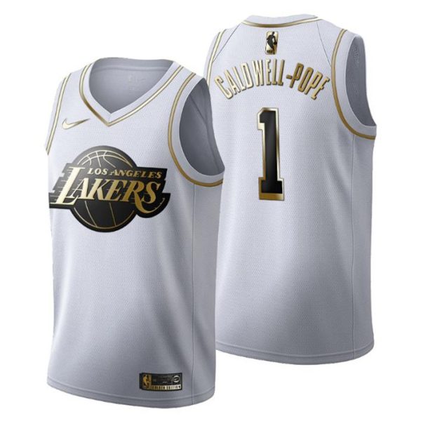 Herren Los Angeles Lakers Trikot #1 Kentavious Caldwell-Pope Golden Edition Weiß Fashion