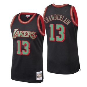 Herren Los Angeles Lakers Trikot #13 Wilt Chamberlain Schwarz Hardwood Classics Christmas