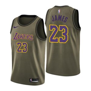 Herren Los Angeles Lakers Trikot #23 LeBron James Schwarz Camo Military Swingman