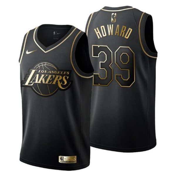 Herren Los Angeles Lakers Trikot #39 Dwight Howard Golden Edition Schwarz Fashion