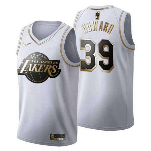 Herren Los Angeles Lakers Trikot #39 Dwight Howard Golden Edition Weiß Fashion