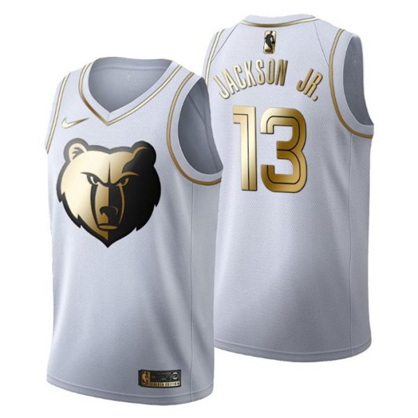 Herren Memphis Grizzlies Trikot #13 Jaren Jackson Jr. Golden Edition Weiß Fashion