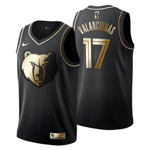 Herren Memphis Grizzlies Trikot #17 Jonas Valanciunas Golden Edition Schwarz Fashion