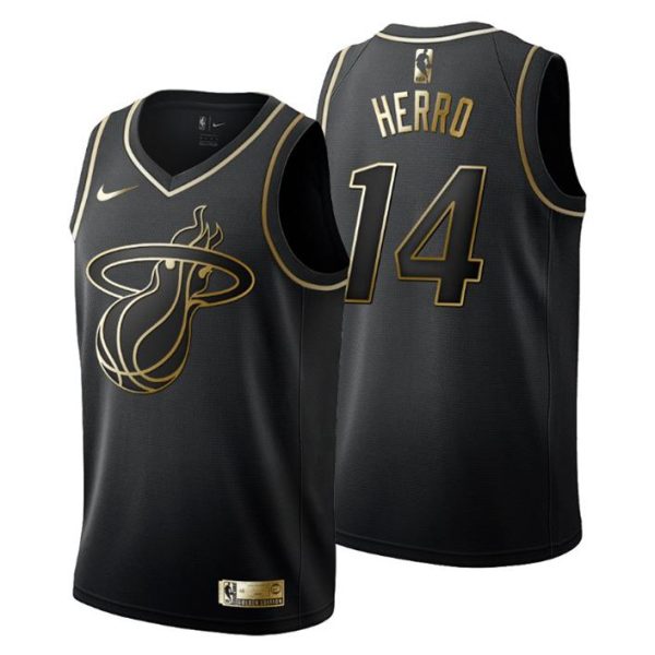 Herren Miami Heat Trikot #14 Tyler Herro Golden Edition Schwarz Fashion