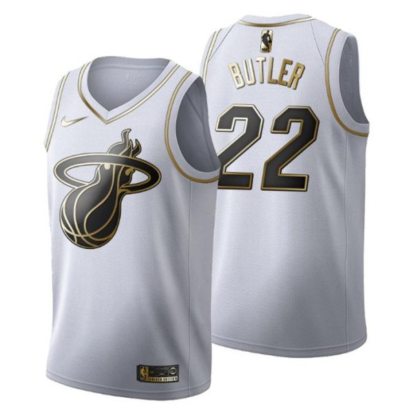 Herren Miami Heat Trikot #22 Jimmy Butler Golden Edition Weiß Fashion