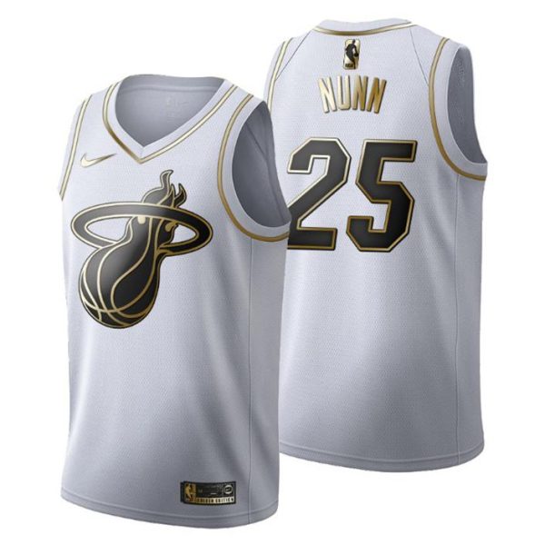 Herren Miami Heat Trikot #25 Kendrick Nunn Golden Edition Weiß Fashion