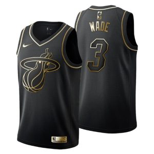 Herren Miami Heat Trikot #3 Dwyane Wade Golden Edition Schwarz Fashion