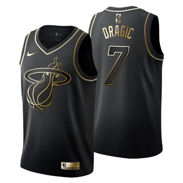 Herren Miami Heat Trikot #7 Goran Dragic Golden Edition Schwarz Fashion