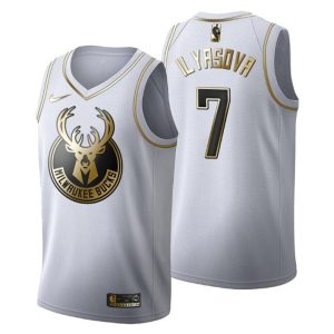 Herren Milwaukee Bucks Trikot #7 Ersan Ilyasova Golden Edition Weiß Fashion