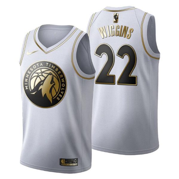 Herren Minnesota Timberwolves Trikot #22 Andrew Wiggins Golden Edition Weiß Fashion