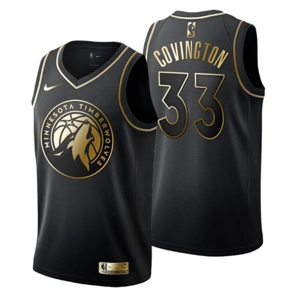 Herren Minnesota Timberwolves Trikot #33 Robert Covington Golden Edition Schwarz Fashion