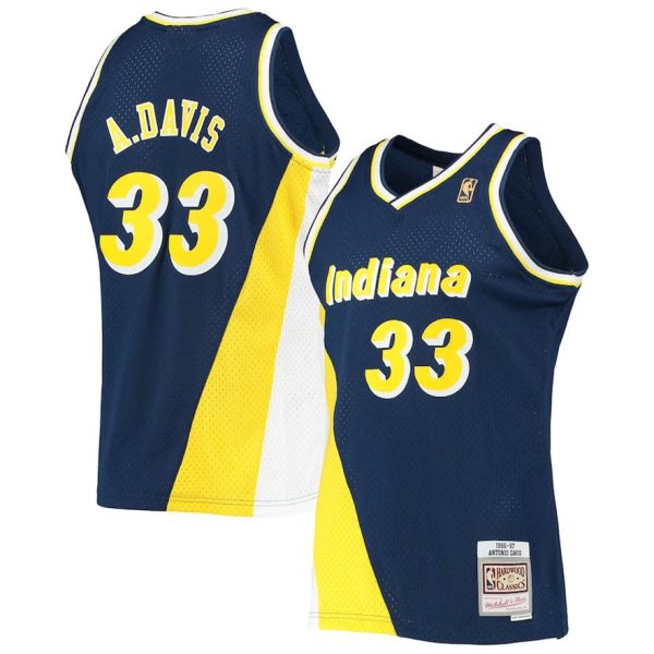 Herren Mitchell & Ness Antonio Davis Navy Indiana Pacers Trikot Hardwood Classics Swingman