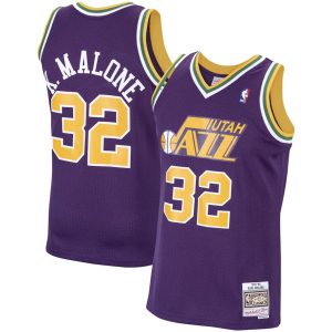 Herren Mitchell & Ness Karl Malone Lila Utah Jazz Trikot 1991-92 Hardwood Classics Swingman