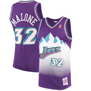 Herren Mitchell & Ness Karl Malone Lila Utah Jazz Trikot 1996-97 Hardwood Classics Swingman