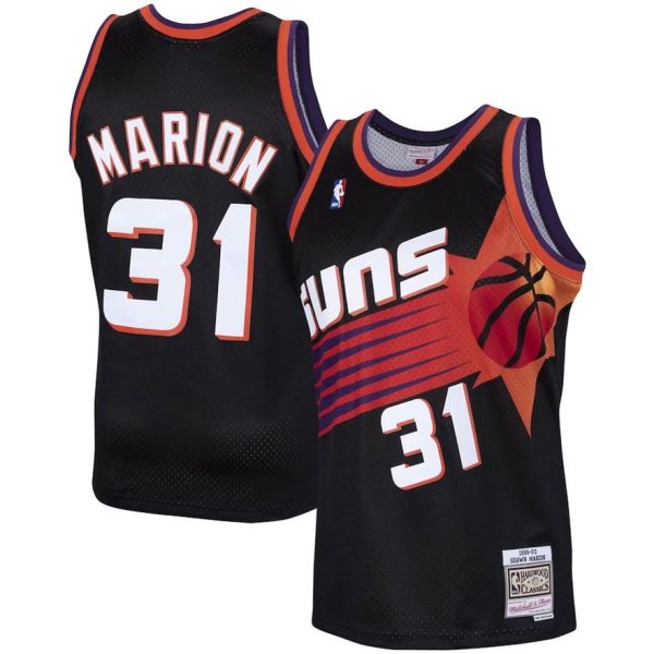 Herren Mitchell & Ness Shawn Marion Schwarz Phoenix Suns Trikot 1999-2000 Hardwood Classics Swingman Player